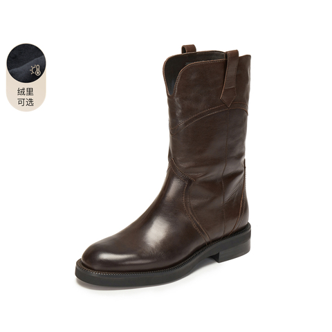 思加图2025冬季新款乌托邦西部靴牛仔靴中靴时装靴女靴子Z0521DZ5