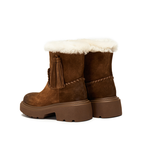 思加图2025冬季新款复古雪地靴加绒保暖中筒时装靴女靴子B5620DZ5