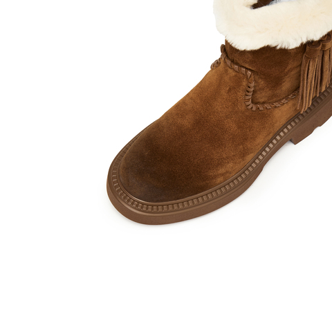 思加图2025冬季新款复古雪地靴加绒保暖中筒时装靴女靴子B5620DZ5