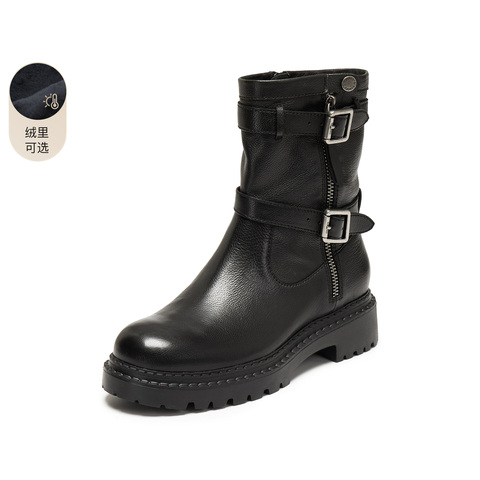 思加图2025秋季新款西伦敦工装靴机车靴中靴时装靴女靴子EIU02DZ5