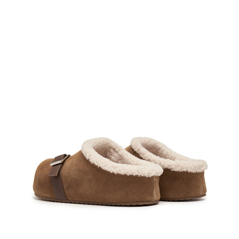 思加图2025冬季新款复古毛毛鞋勃肯鞋半拖保暖加绒女鞋子S1104DH5