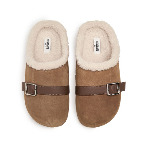 思加图2025冬季新款复古毛毛鞋勃肯鞋半拖保暖加绒女鞋子S1104DH5