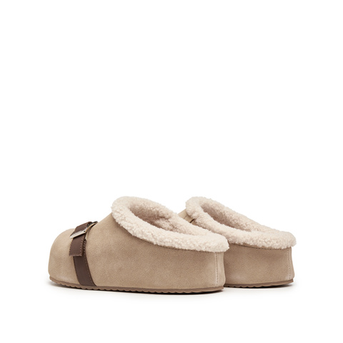 思加图2025冬季新款复古毛毛鞋勃肯鞋半拖保暖加绒女鞋子S1104DH5