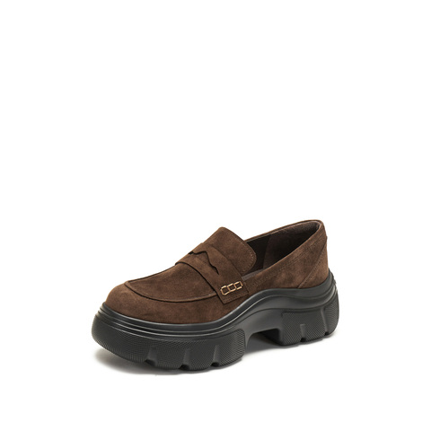 思加图2025春季英伦风乐福鞋一脚蹬厚底增高单鞋女鞋ESF24AA5