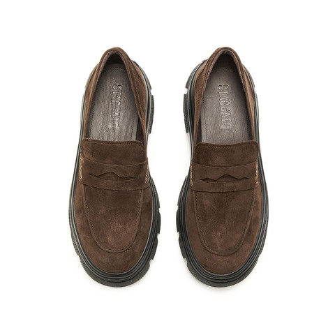 思加图2025春季英伦风乐福鞋一脚蹬厚底增高单鞋女鞋ESF24AA5