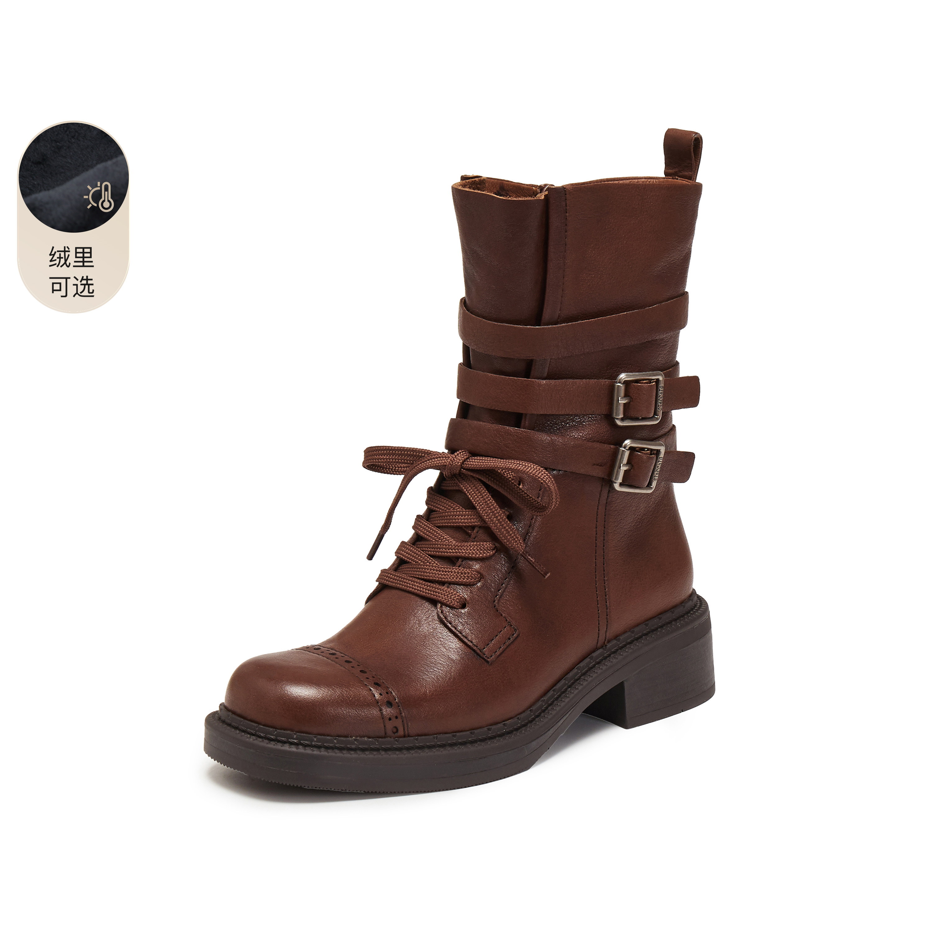 思加图2025冬季新款玫瑰鼓手马丁靴中靴厚底时装靴女靴子EIH02DZ5