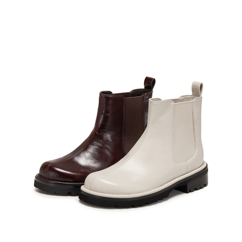 思加图2025冬季新款英伦风切尔西靴短靴时装靴粗跟女靴子B2393DD5