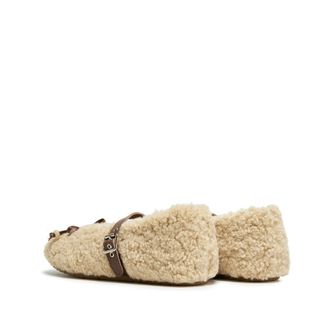 思加图2025冬季新款复古毛毛鞋玛丽珍鞋绒里保暖平底鞋女S1291DQ5