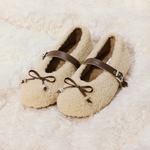 思加图2025冬季新款复古毛毛鞋玛丽珍鞋绒里保暖平底鞋女S1291DQ5