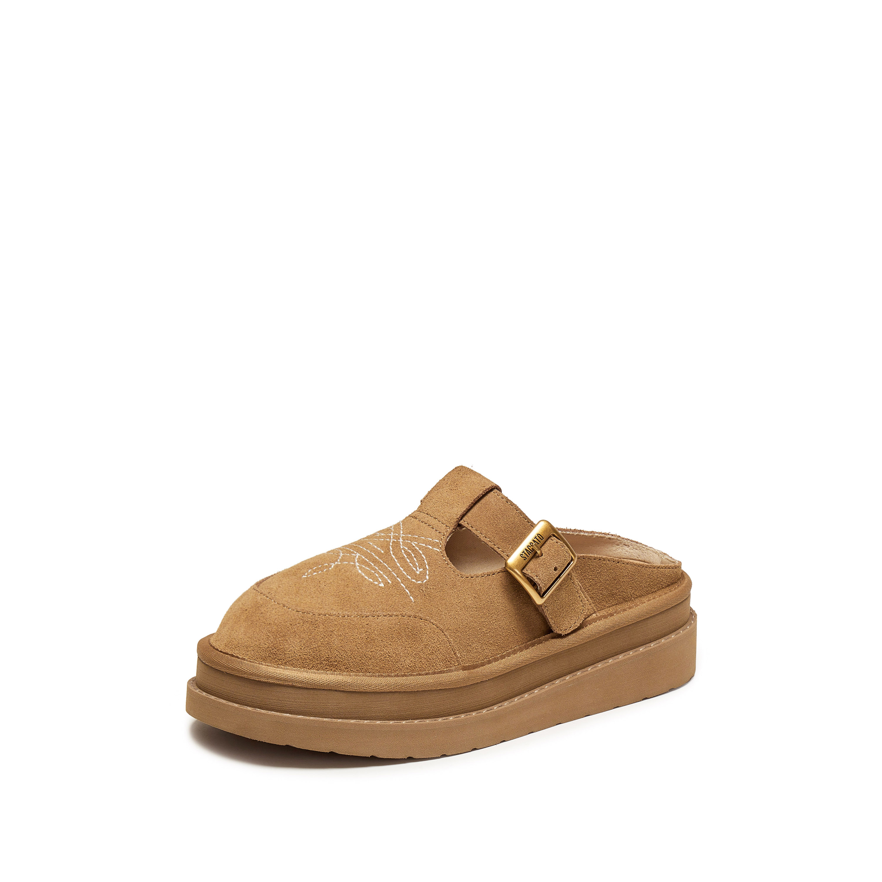 思加图2025冬季新款复古勃肯鞋毛毛鞋厚底增高保暖女鞋子EIY04DH5