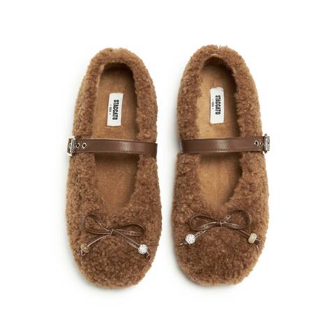 思加图2025冬季新款复古毛毛鞋玛丽珍鞋绒里保暖平底鞋女S1291DQ5