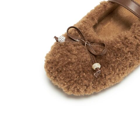 思加图2025冬季新款复古毛毛鞋玛丽珍鞋绒里保暖平底鞋女S1291DQ5