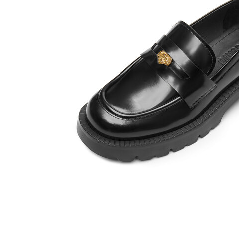 思加图2025春季英伦风乐福鞋厚底增高一脚蹬小皮鞋女鞋9YJ53AA5