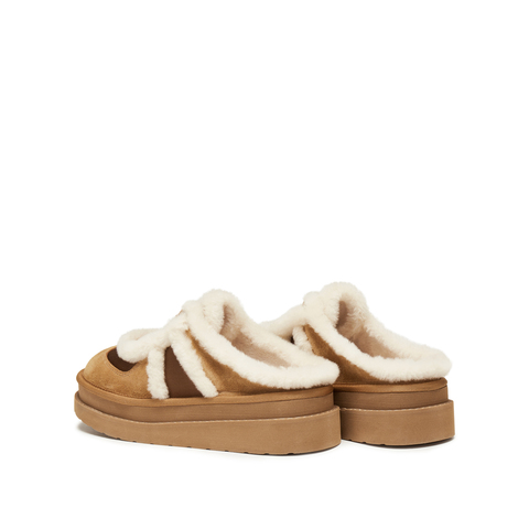 思加图2025冬季新款复古毛毛鞋保暖厚底勃肯鞋厚底半拖女EIY10DH5