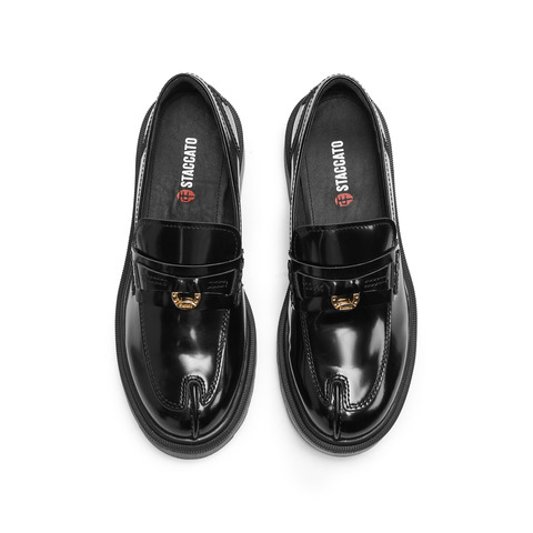 思加图2026春季新款英伦风乐福鞋厚底一脚蹬小皮鞋女单鞋EGB61AA6