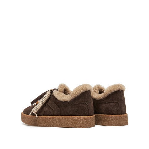 思加图2026春季新款复古德训鞋保暖毛毛鞋厚底休闲鞋女鞋J2551AM6