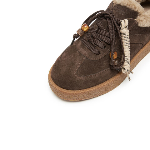 思加图2026春季新款复古德训鞋保暖毛毛鞋厚底休闲鞋女鞋J2551AM6