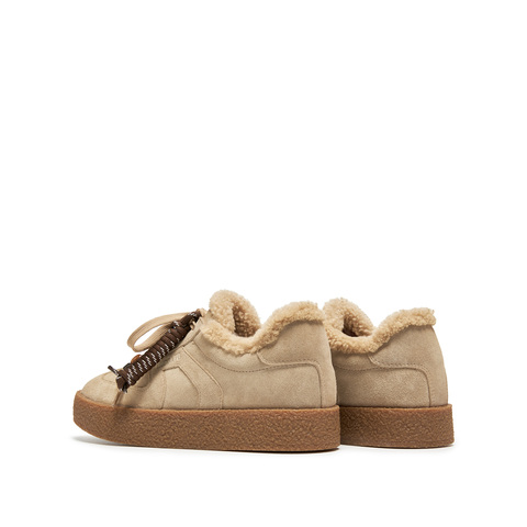 思加图2026春季新款复古德训鞋保暖毛毛鞋厚底休闲鞋女鞋J2551AM6