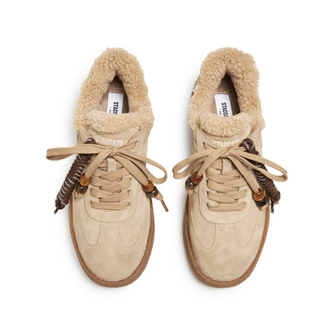 思加图2026春季新款复古德训鞋保暖毛毛鞋厚底休闲鞋女鞋J2551AM6