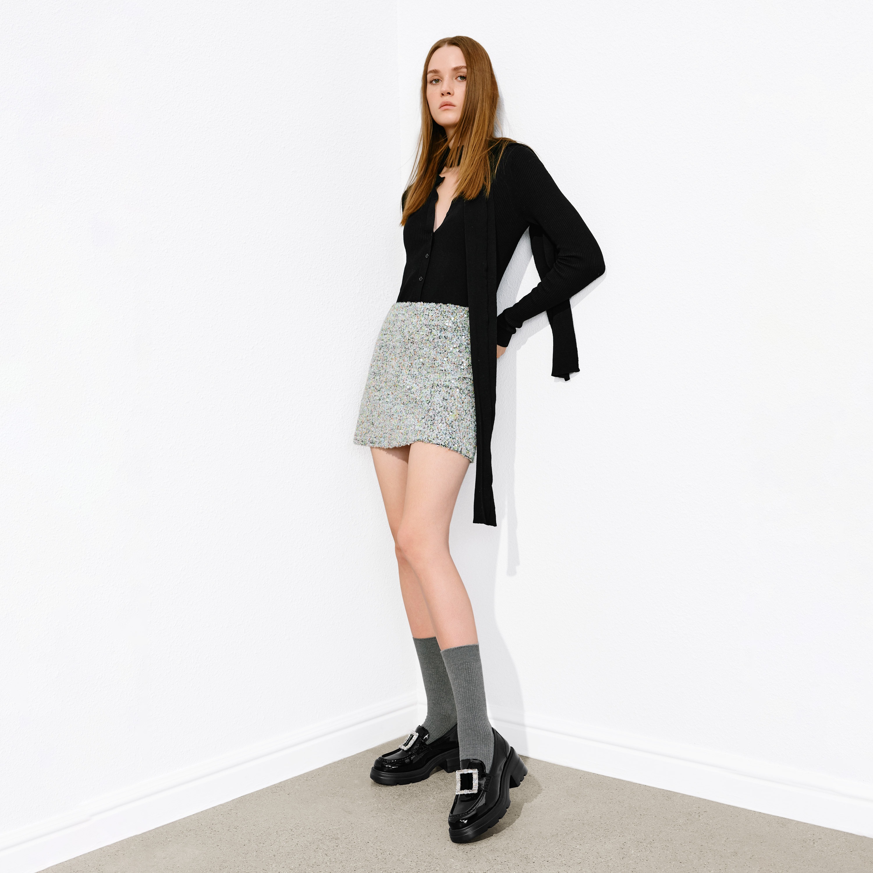 思加图2026春季新款英伦风乐福鞋厚底一脚蹬小皮鞋女单鞋EEZ07AA6