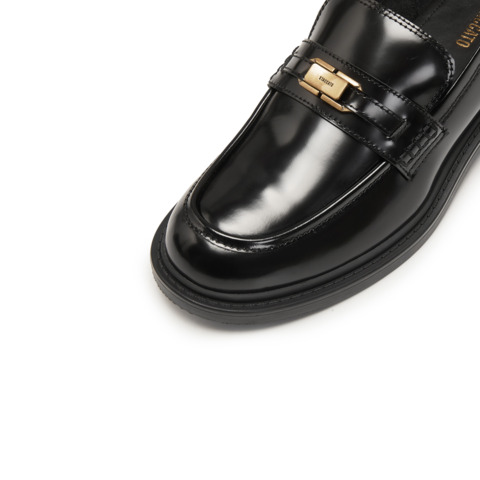 思加图2026春季新款英伦风乐福鞋一脚蹬小皮鞋粗跟女单鞋9UL21AA6