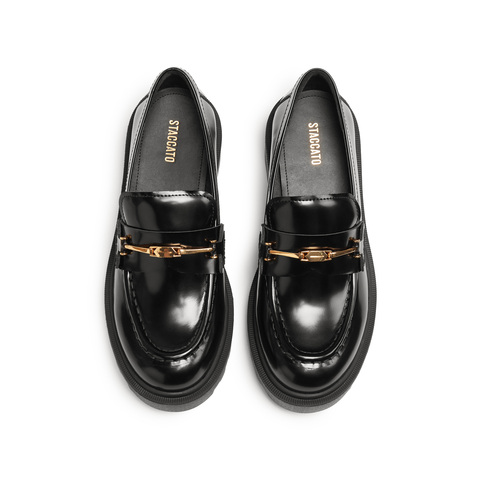 思加图2026春季新款曜金爵士英伦风乐福鞋一脚蹬小皮鞋女EGB55AA6