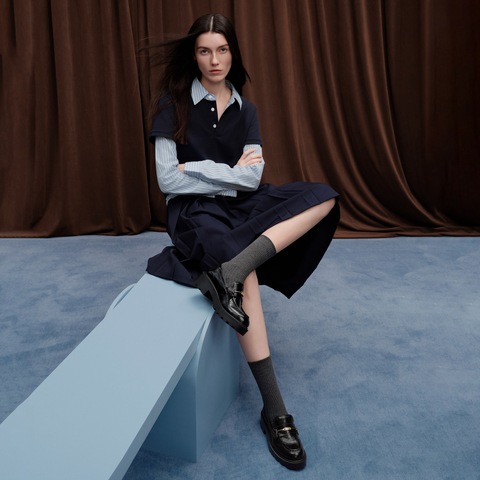 思加图2026春季新款曜金爵士英伦风乐福鞋一脚蹬小皮鞋女EGB55AA6