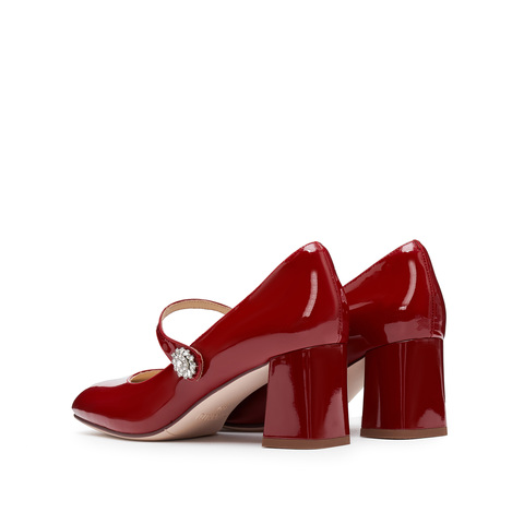 思加图2026春季新款樱桃甜心玛丽珍鞋粗跟浅口单鞋女皮鞋ECQ01AQ6