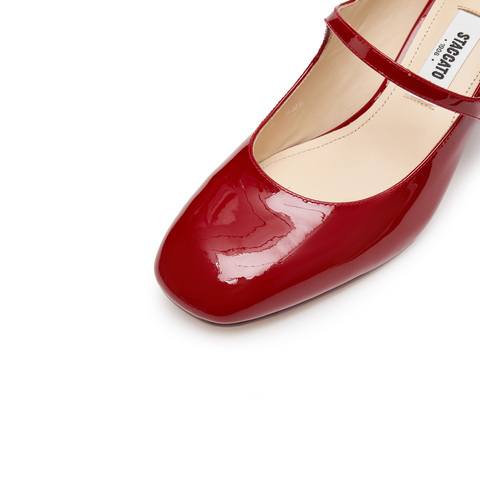 思加图2026春季新款樱桃甜心玛丽珍鞋粗跟浅口单鞋女皮鞋ECQ01AQ6