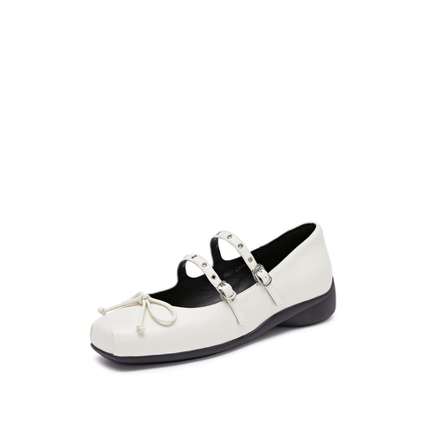 思加图2026春季新款玛丽珍鞋芭蕾舞鞋奶油鞋浅口女单鞋S6821AQ6