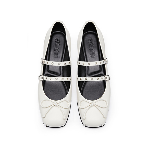 思加图2026春季新款玛丽珍鞋芭蕾舞鞋奶油鞋浅口女单鞋S6821AQ6