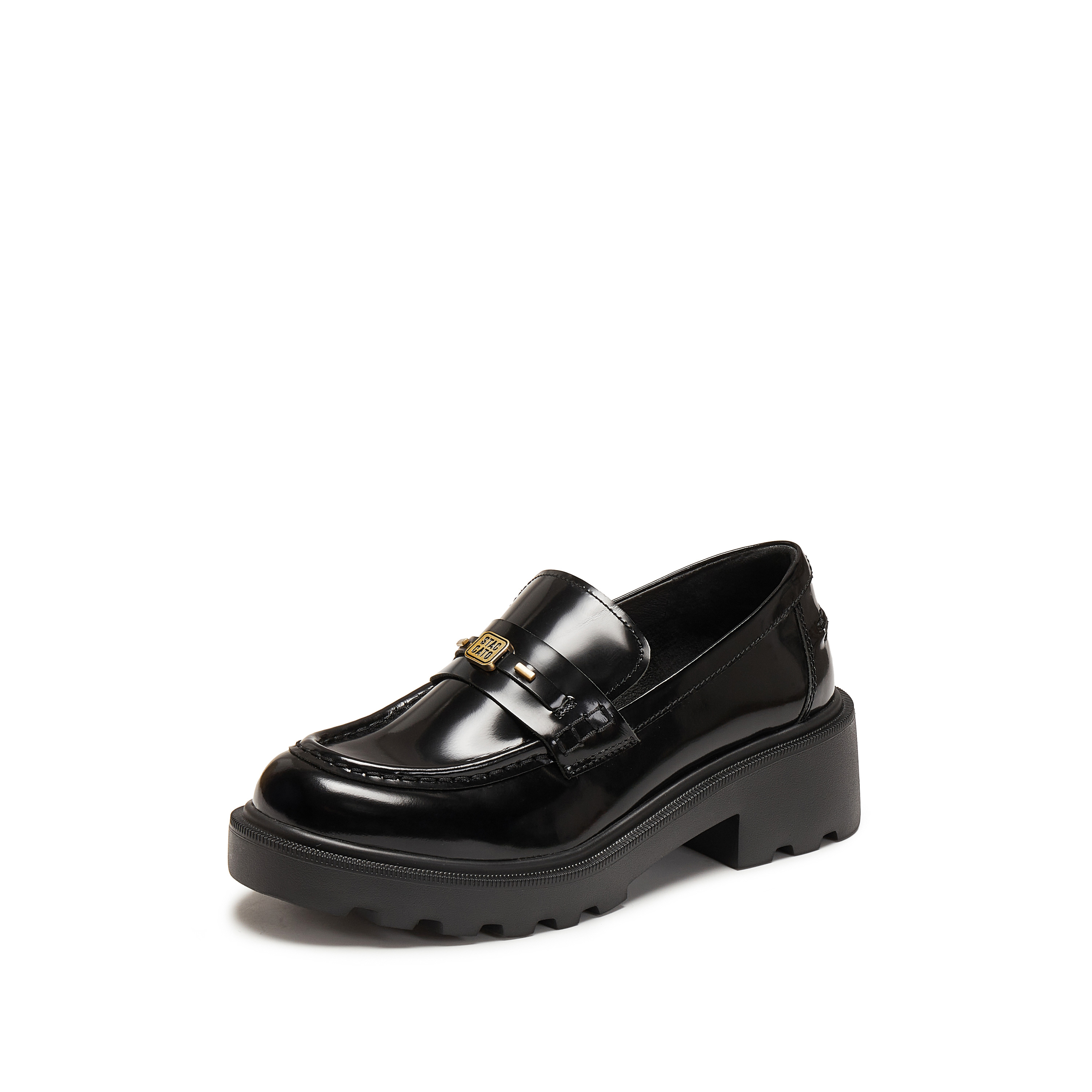 思加图2026春季新款英伦风乐福鞋厚底增高一脚蹬小皮鞋女EGB60AA6