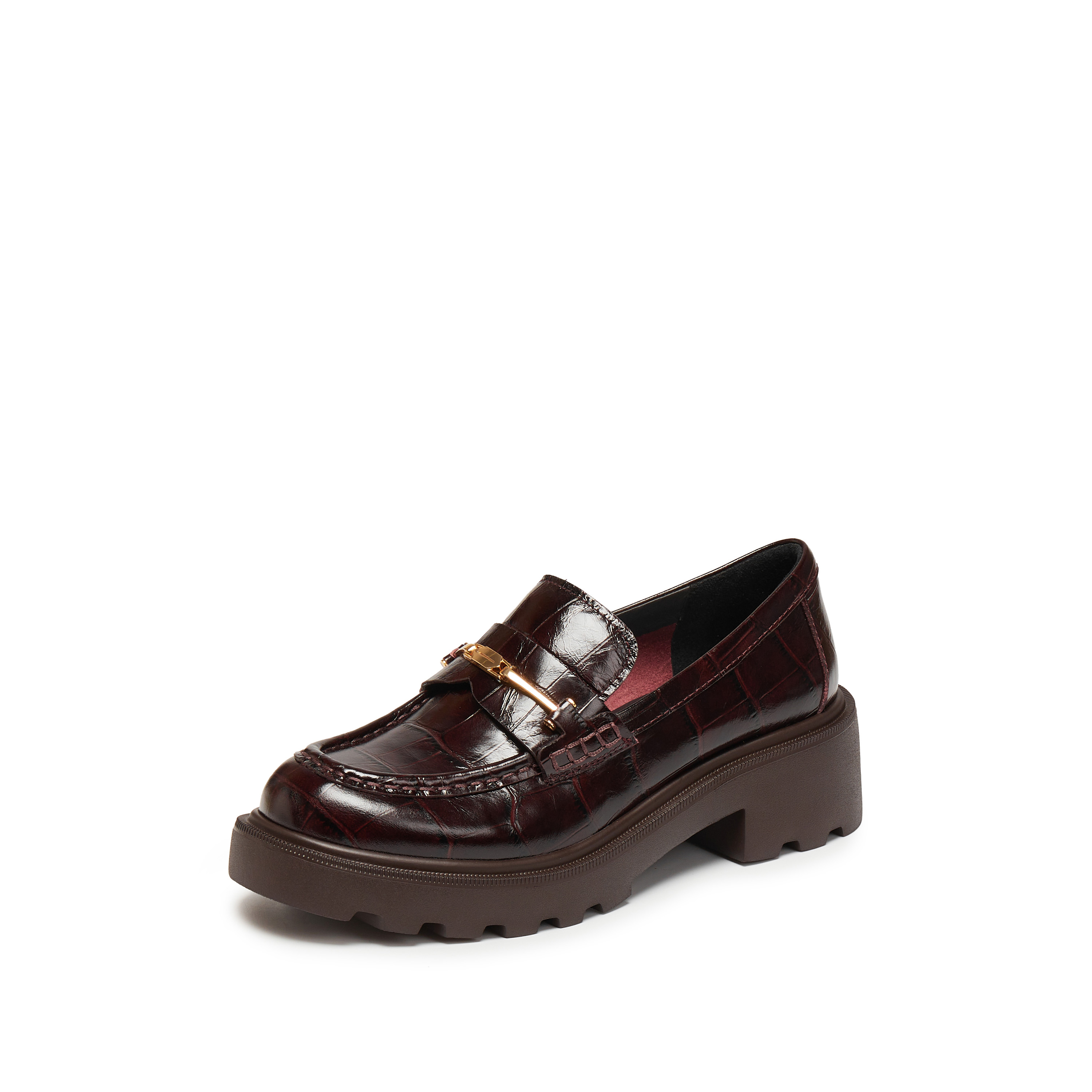 思加图2026春季新款曜金爵士英伦风乐福鞋一脚蹬小皮鞋女EGB55AA6