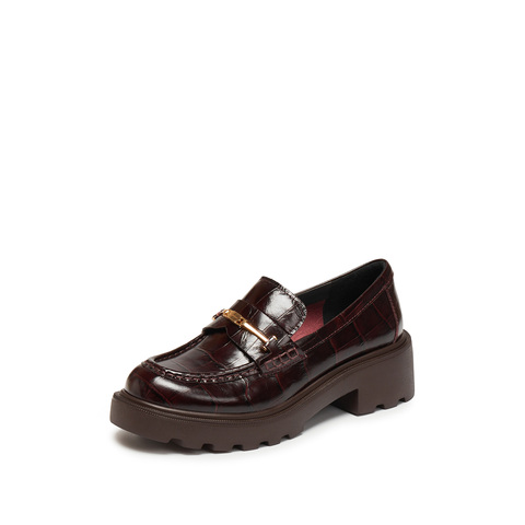 思加图2026春季新款曜金爵士英伦风乐福鞋一脚蹬小皮鞋女EGB55AA6