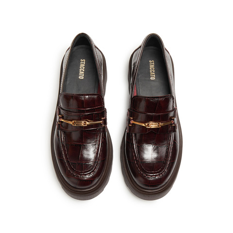 思加图2026春季新款曜金爵士英伦风乐福鞋一脚蹬小皮鞋女EGB55AA6