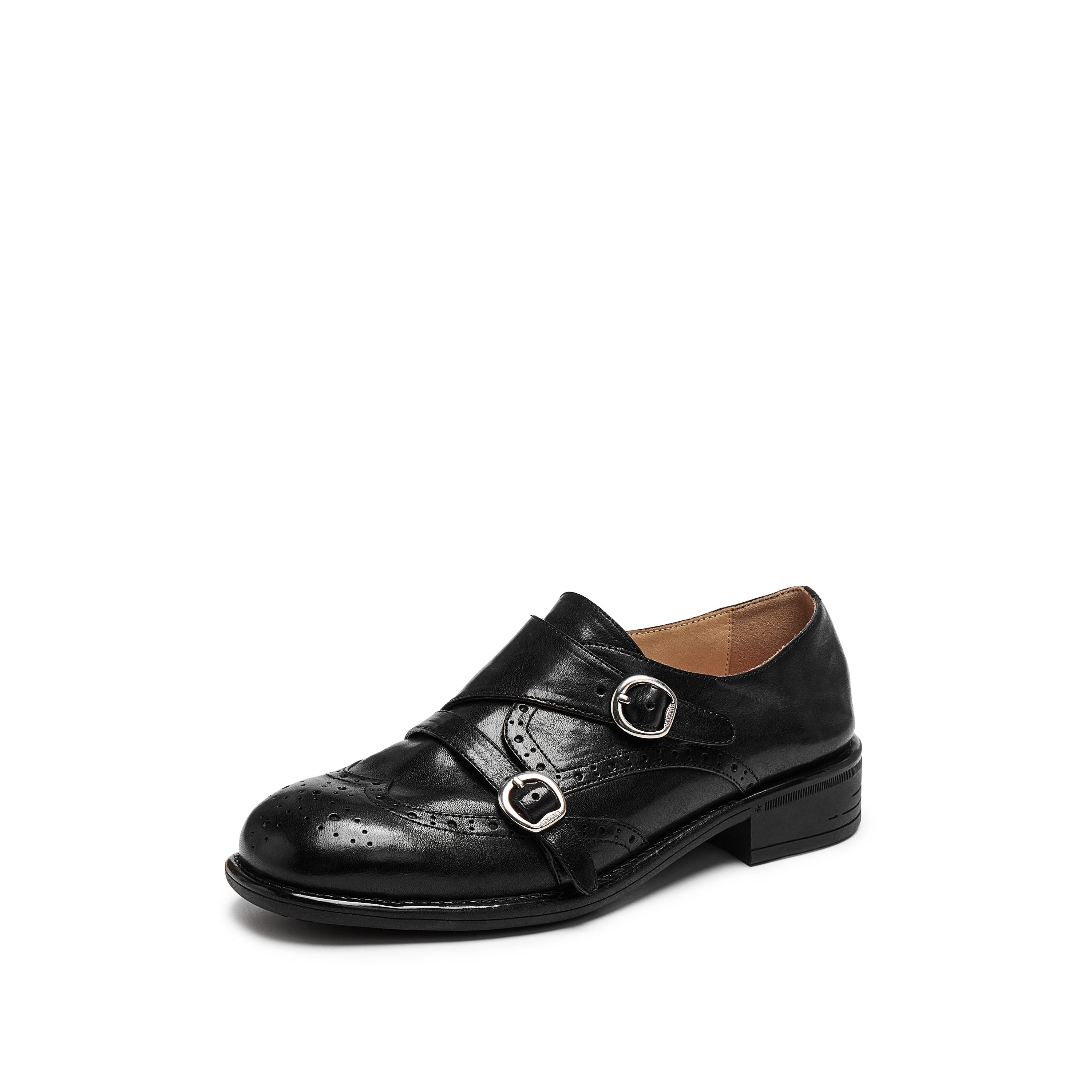 思加图2026春季新款孟克舞曲英伦风牛津鞋布洛克鞋皮鞋女J1786AM6