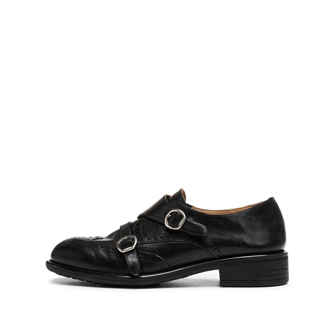 思加图2026春季新款孟克舞曲英伦风牛津鞋布洛克鞋皮鞋女J1786AM6