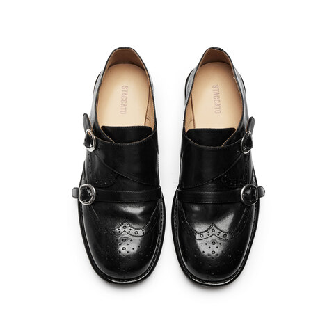 思加图2026春季新款孟克舞曲英伦风牛津鞋布洛克鞋皮鞋女J1786AM6