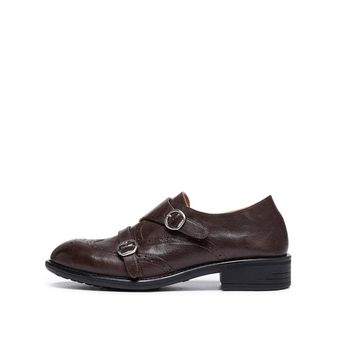 思加图2026春季新款孟克舞曲英伦风牛津鞋布洛克鞋皮鞋女J1786AM6