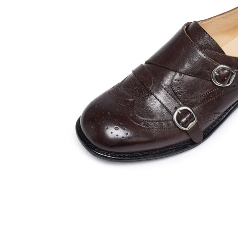 思加图2026春季新款孟克舞曲英伦风牛津鞋布洛克鞋皮鞋女J1786AM6