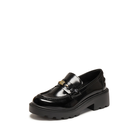 思加图2026春季新款英伦风乐福鞋厚底增高一脚蹬小皮鞋女EGB60AA6