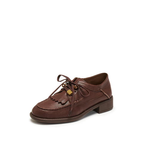 思加图2026春季新款风琴奶油牛津鞋小皮鞋单鞋袋鼠鞋女鞋9UL25AM6