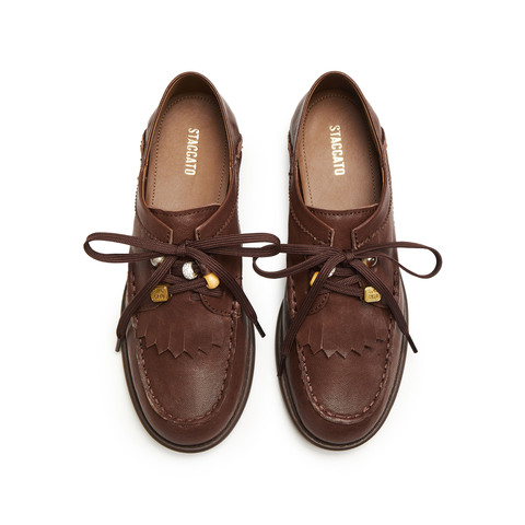 思加图2026春季新款风琴奶油牛津鞋小皮鞋单鞋袋鼠鞋女鞋9UL25AM6