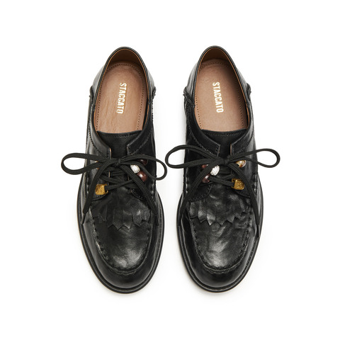 思加图2026春季新款风琴奶油牛津鞋小皮鞋单鞋袋鼠鞋女鞋9UL25AM6