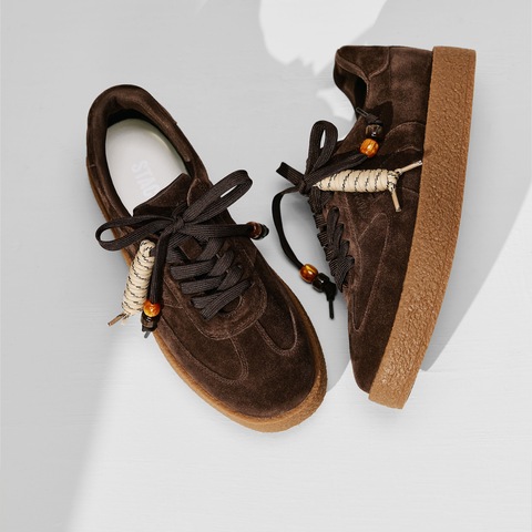 思加图2026春季新款复古德训鞋保暖毛毛鞋厚底休闲鞋女鞋J2551AM6