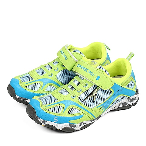 日本潮牌 SYUNSOKU/瞬足2013夏季绿色人造革男中童框鞋U01119