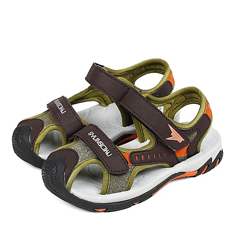 日本潮牌 SYUNSOKU/瞬足2013夏季橙色人造革男小童沙滩凉鞋U01133