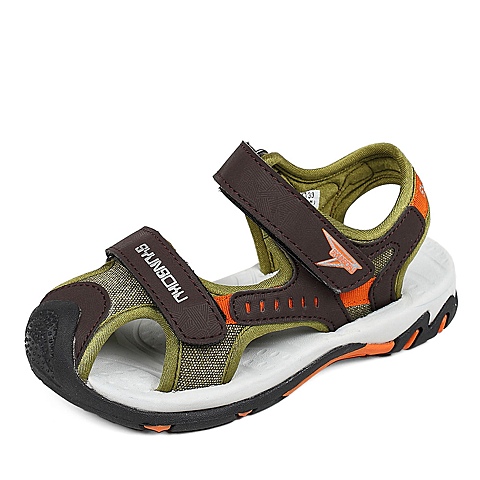 日本潮牌 SYUNSOKU/瞬足2013夏季橙色人造革男小童沙滩凉鞋U01133