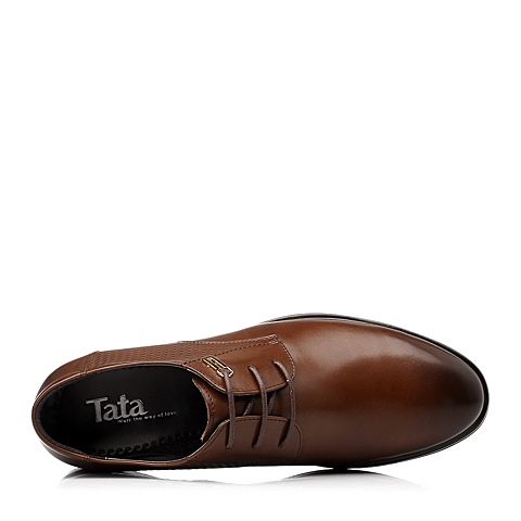 Tata/他她秋季棕色时尚商务正装牛皮男皮鞋OK021CM5
