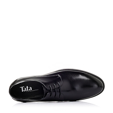 Tata/他她春季黑色时尚商务休闲牛皮革男单鞋DH106AM6